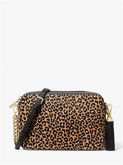 michael kors jet set leopard clutch|Jet Set Medium Leopard Print Calf Hair Crossbody .